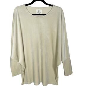 HomeLove S/M Cream Loungewear Velvet Sweatshirt Round Neck Drop Shoulder Casual